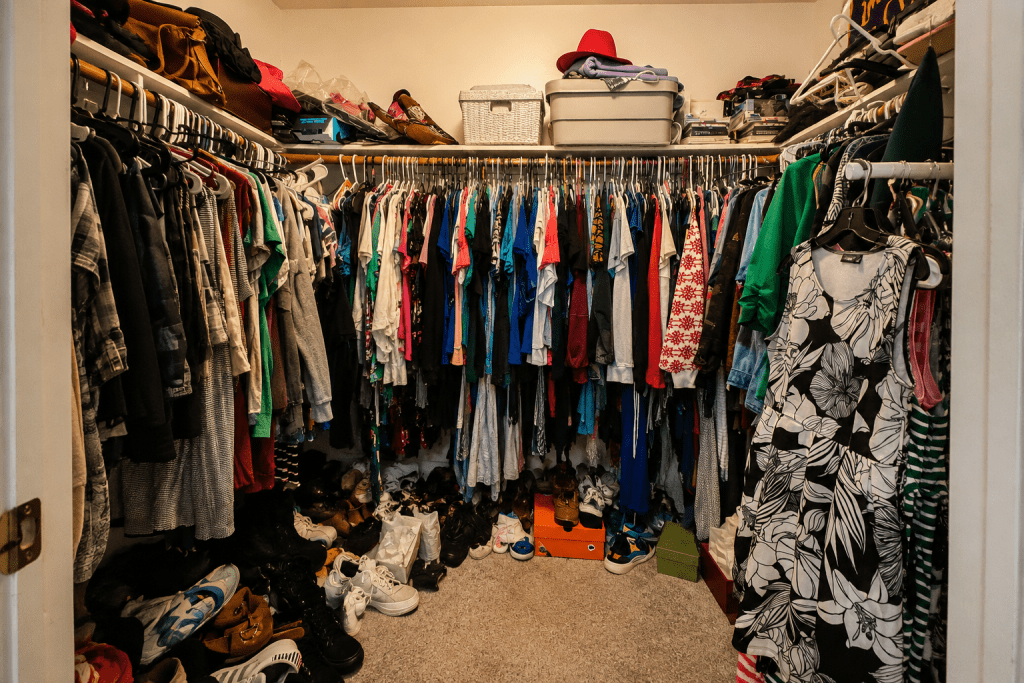 Decluttered room ready for organizing