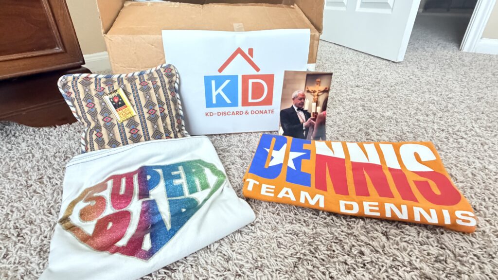 sentimental items from my late dad set aside during ADHD decluttering with KD-Discard and Donate