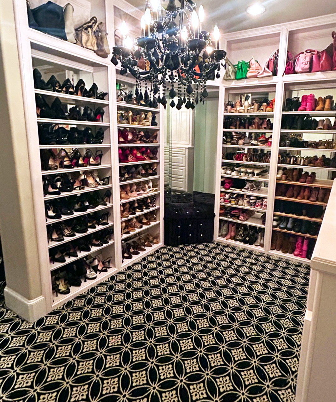 Cluttered closet before KD-Clutter home organizer